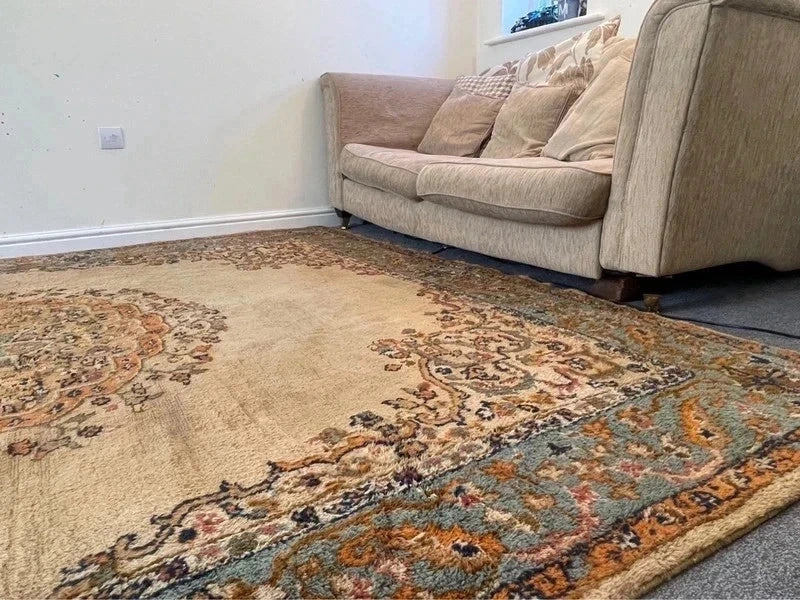 Large vintage Hand Knotted Wool Rug 293 x 246 cm – Traditional Medallion Persian Style — photograph 4