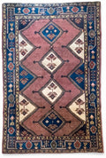 Vintage hand knotted wool tribal rug 227 x 150 cm Kazak Caucasian style — photograph 1
