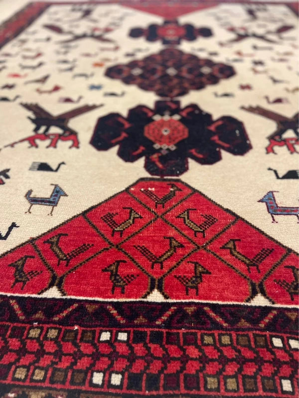 Handmade Tribal Animal Rug 187x143cm Afghan Baluch Style Wool Carpet — photograph 7