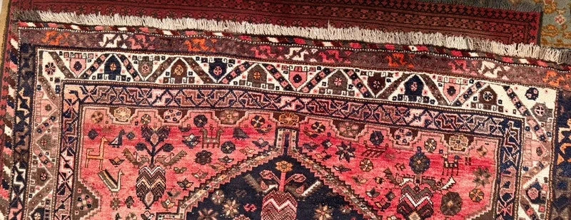 Large Vintage Persian Shiraz Hand Knotted Wool Rug 305x214cm Iranian Tribal Carpet — photograph 13