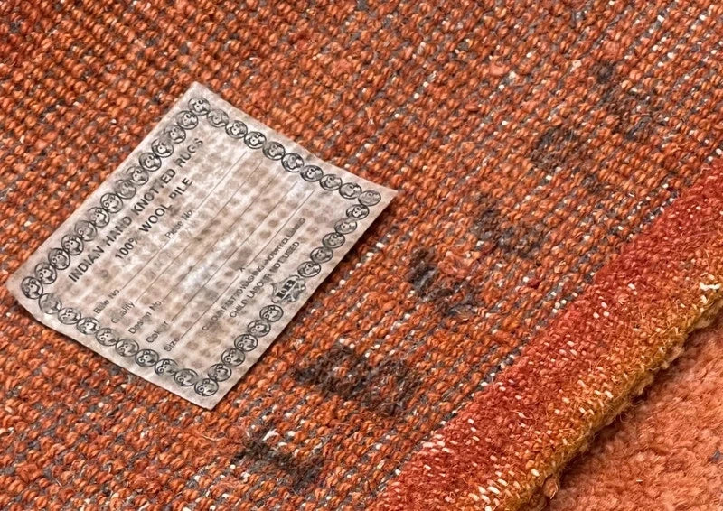 Hand‑knotted 100% wool runner 8ft (244x81cm) terracotta/rust — photograph 11