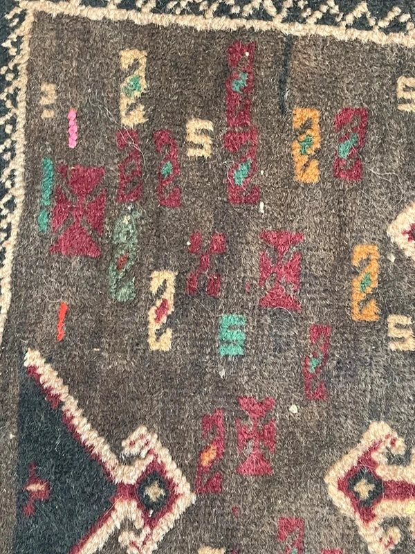 Vintage Hand Knotted Tribal Rug 162 x 99 cm Dark Afghan Baluch Style — photograph 10