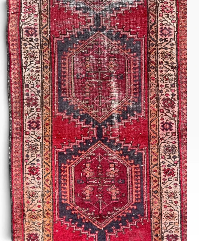 Vintage Persian Hand Knotted Wool Runner Rug 305x102cm Tribal — photograph 8