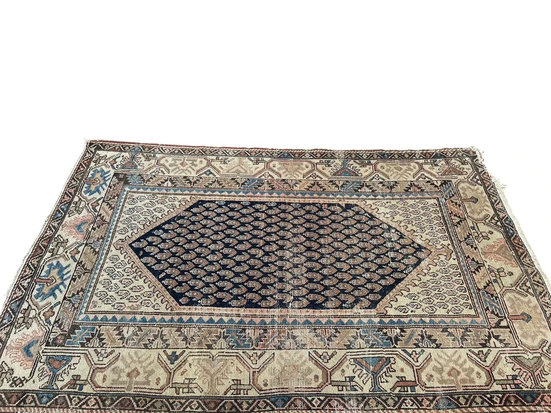 Vintage Persian Hamadan Rug – Hand Knotted Wool Carpet – 201 x 122 cm — photograph 7