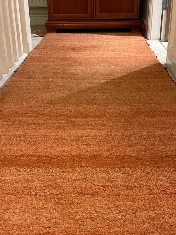 Hand‑knotted 100% wool runner 8ft (244x81cm) terracotta/rust — photograph 5