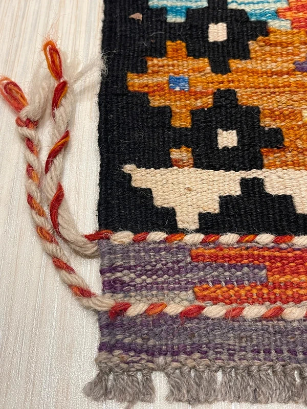 Vintage-Style Wool Kilim 146x67cm | Caucasian | Kazak Inspired | Tribal / Boho Rug — photograph 9