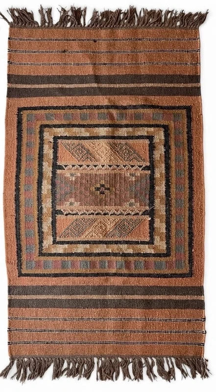 Pair of Handmade Flatweave Tribal Mats Rugs 132 x 78 cm & 125 x 75 cm — photograph 4